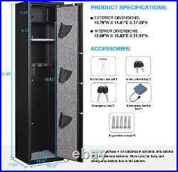 5 Gun Rifle Biometric Storage Safe Cabinet Security Fingperint Lock Quick Access