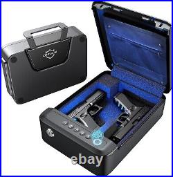 Biometric Fingerprint Gun Safe Lock Box Handgun Pistol Portable Steel Metal Home