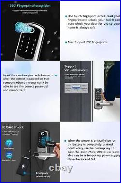 Biometric Fingerprint Lock, Keyless Entry Door Lock with Handle Silver