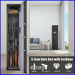 Biometric Fingerprint Rifle Safe Quick Access 5-Gun Cabinet with Lockbox