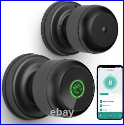 Door Knob Fingerprint Door Lock, Biometric Smart Lock for Bedroom Door, App Cont