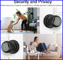Door Knob Fingerprint Door Lock, Biometric Smart Lock for Bedroom Door, App Cont