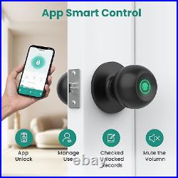Fingerprint Door Lock, Door Knob with App Smart Lock for Bedroom Door, Keyless