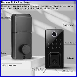 Fingerprint Locks for Doors, Touch Screen Keypad Deadbolt Entrance Smart Electro