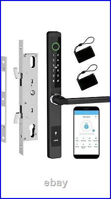 Jacchozhi Slim Smart Lock for Sliding Glass Door, Fingerprint Lock Black-Lo-1/8