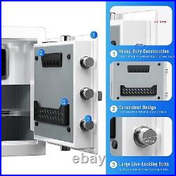 RPNB Deluxe Home Safe and Lock Box, White Safe Biometric Fingerprint, Gun Safe