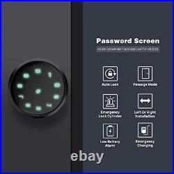 Smart Biometric Door Knob, Fingerprint Door Lock with Voice Function, Aluminum