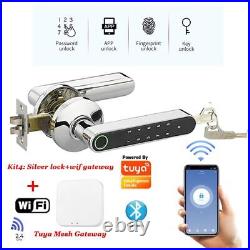 Smart Biometric Door Lock Wooden Door Handle Bluetooth Fingerprint Door Lock