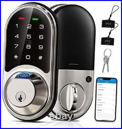 Smart Lock, Fingerprint Door Lock, 7-in-1 Keyless Entry Door Lock Satin Nickel