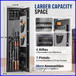 US Biometric 6 Gun Rifles Safe Secure Home Quick Access Lock Pistol Rack Cabinet