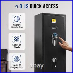 US Biometric 6 Gun Rifles Safe Secure Home Quick Access Lock Pistol Rack Cabinet