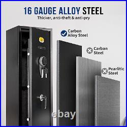 US Biometric 6 Gun Rifles Safe Secure Home Quick Access Lock Pistol Rack Cabinet