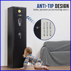 US Biometric 6 Gun Rifles Safe Secure Home Quick Access Lock Pistol Rack Cabinet